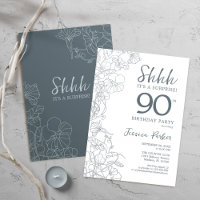 Slate Blue White Botanical Surprise 90th Birthday