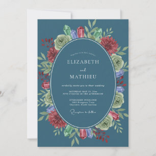 Slate Burgundy Painted Wedding Invitation