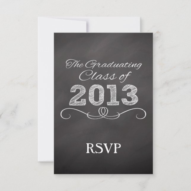 Slate Chalkboard Style Graduation RSVP Card (Front)