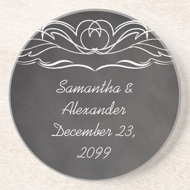Slate Chalkboard Wedding Coaster (Front)