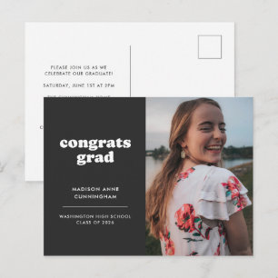 Slate Congrats Grad Photo Graduation Invitation Postcard
