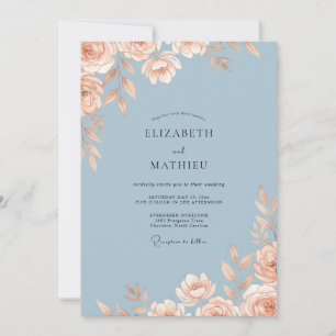 Slate Copper Painted Wedding Invitation