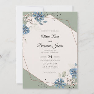 Slate Cornflower Watercolor Wedding Invitation