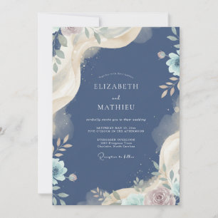 Slate Cream Painted Wedding Invitation