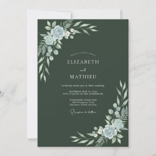 Slate Forest Leafy Wedding Invitation