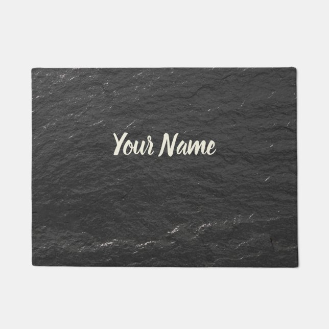 Slate glittering Background black Shale texture Doormat (Front)