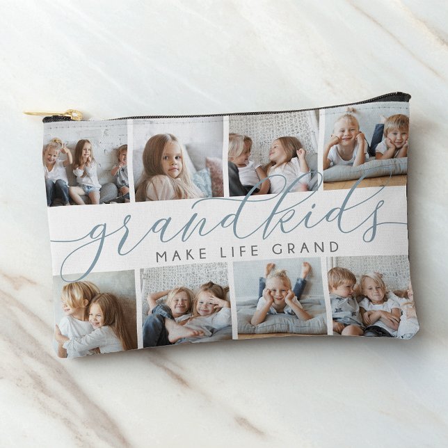 Slate | Grandkids Make Life Grand Photo Collage Accessory Pouch (Creator Uploaded)
