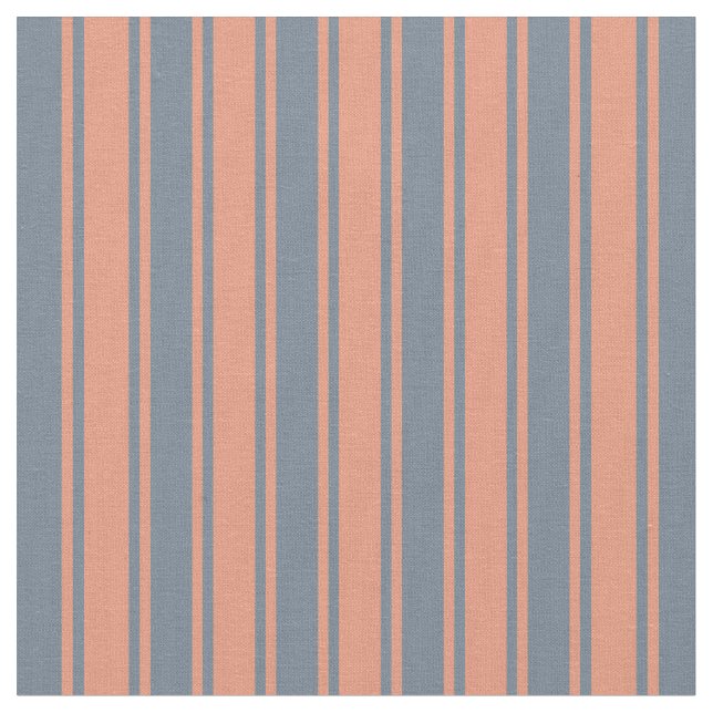Slate Grey and Dark Salmon Pattern of Stripes Fabric (Close Up)