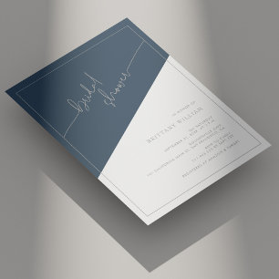 Slate Grey and Silver Geometric Bridal Shower Invitation