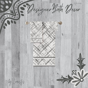 Slate Grey and White Towel