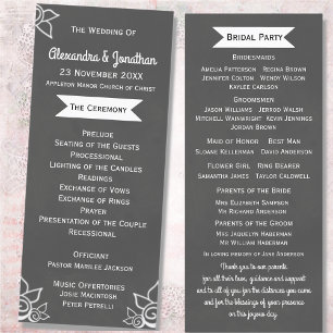 Slate Grey Chalk Style Flat Wedding Program Programme