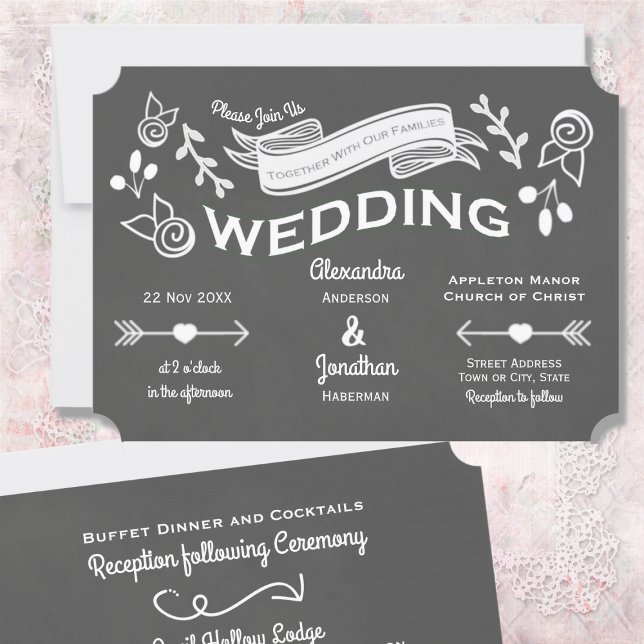 Slate Grey Chalk Style Invitation (Creator Uploaded)