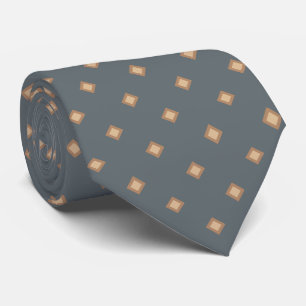 Slate Grey Coffee Latte Diamond Polka Dot Pattern Tie