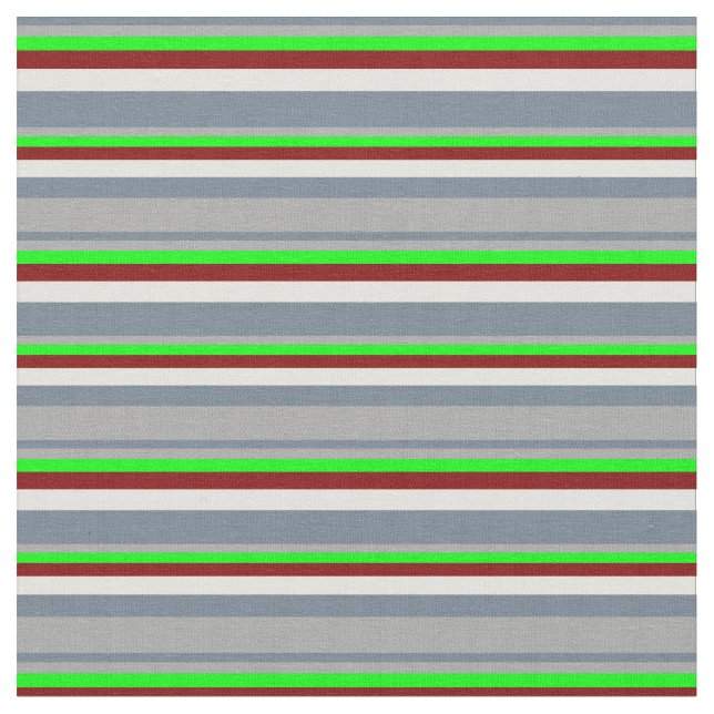 Slate Grey, Dark Grey, Lime, Maroon & Light Yellow Fabric (Close Up)