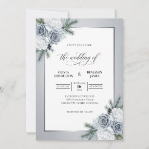 Slate Grey Foliage Dusty Eucalyptus Wedding Invitation
