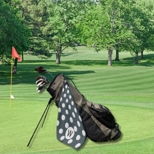 Slate Grey Golf Ball Pattern Monogram Personalised Towel (Creator Uploaded)