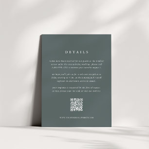 Slate Grey-Green Wedding Details Card with QR Code