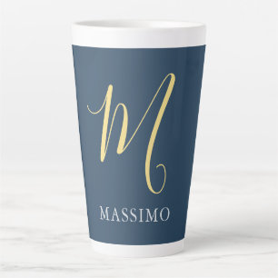 Slate Grey Jasmine Monogram Own Name Special Gift Latte Mug