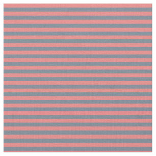 Slate Grey & Light Coral Coloured Striped Pattern Fabric