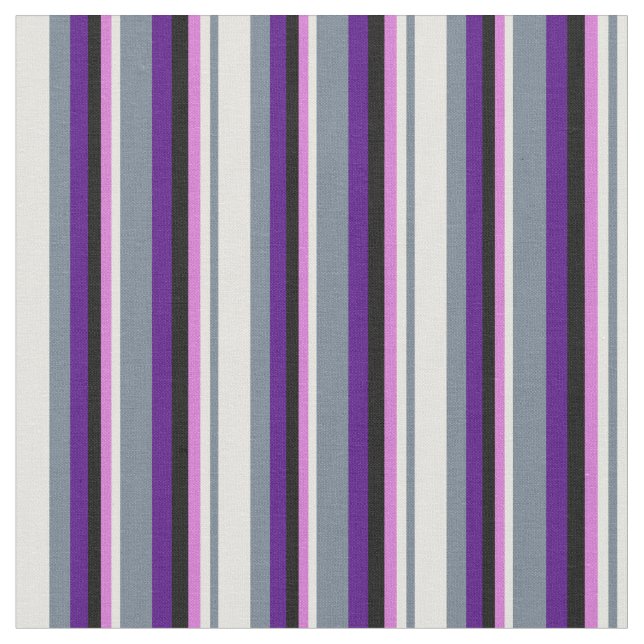 Slate Grey, Light Yellow, Orchid, Black & Indigo Fabric (Close Up)