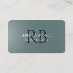 Slate Grey Minimalist Monogram Editor in Chief Business Card