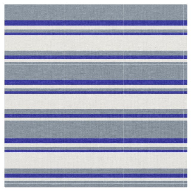 Slate Grey, Mint Cream & Dark Blue Lines Fabric (Close Up)