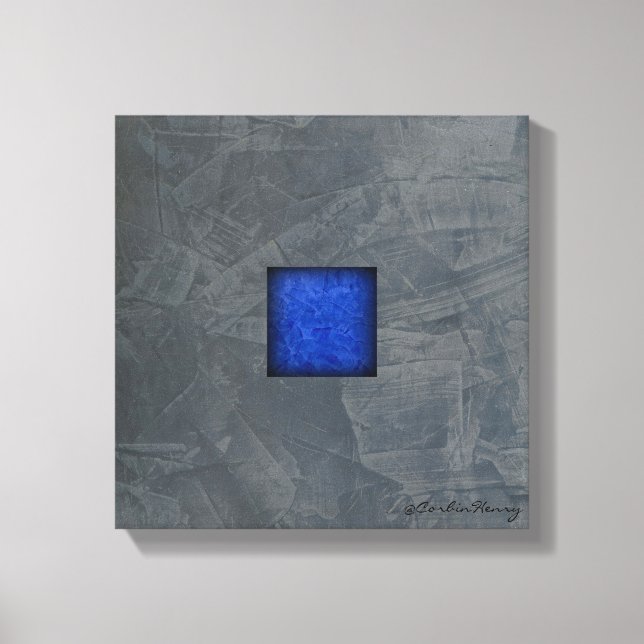 Slate Grey Modern Canvas Art — Dark Blue (Front)