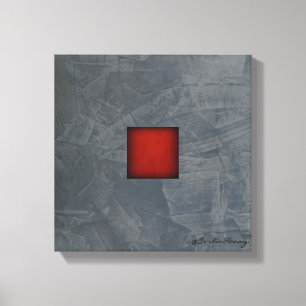 Slate Grey Modern Canvas Art — Dramatic Red