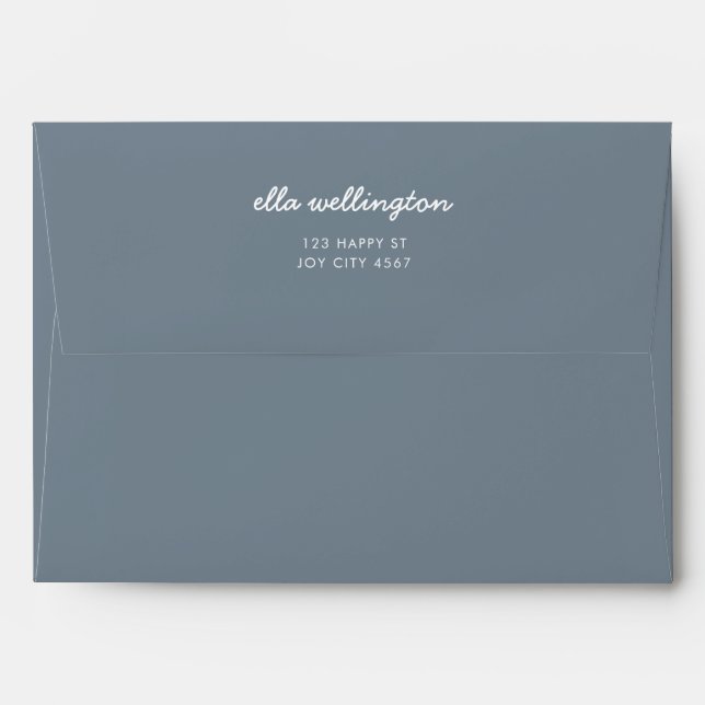 Slate Grey Modern Minimal Script Return Address Envelope (Back (Top Flap))
