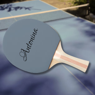Slate Grey Modern Name Trendy Minimalist Ping Pong Paddle