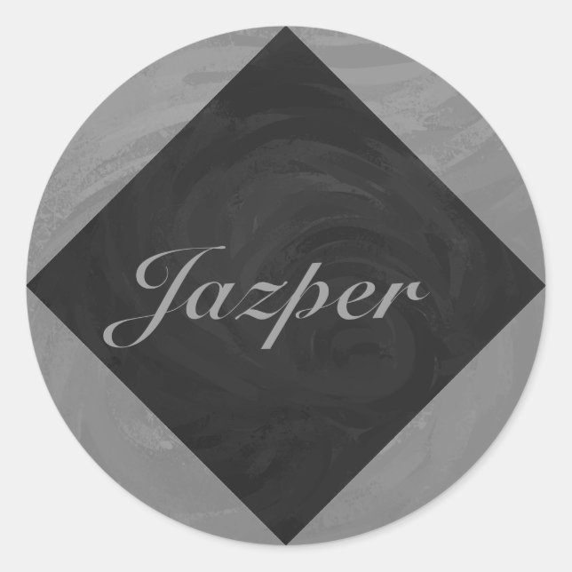 Slate Grey Monogram Classic Round Sticker (Front)