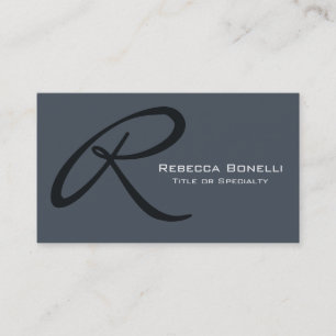 Slate Grey Monogram Consultant Business Card