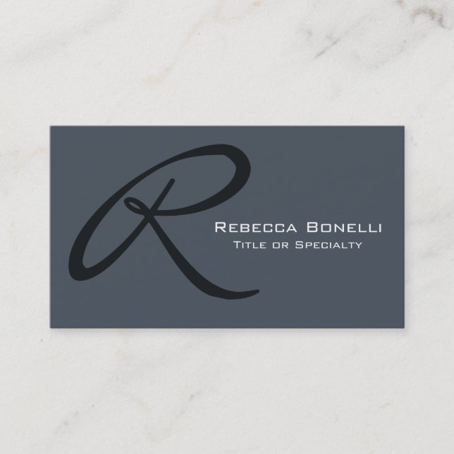 Slate Grey Monogram Consultant Business Card (Front)