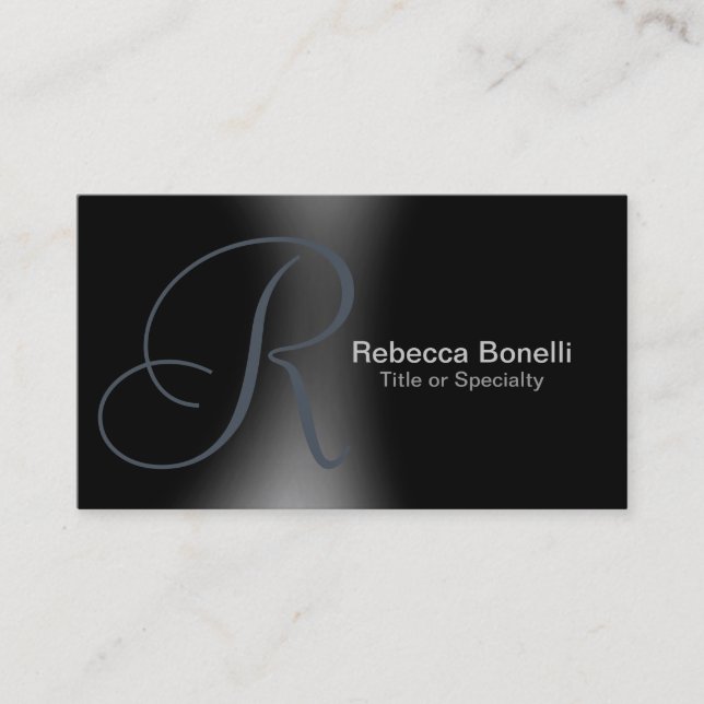 Slate Grey Monogram Consultant Business Card (Front)