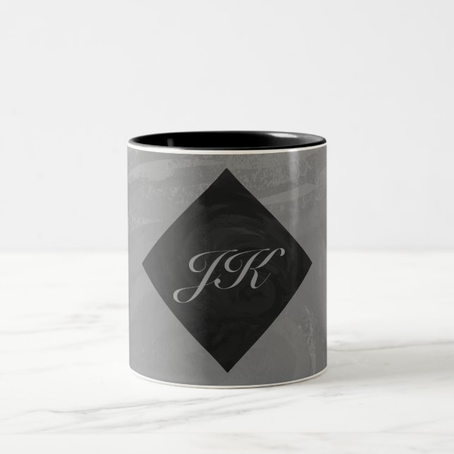Slate Grey Monogram Two-Tone Coffee Mug (Center)
