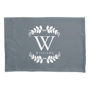 Slate Grey Monogrammed Pillowcase