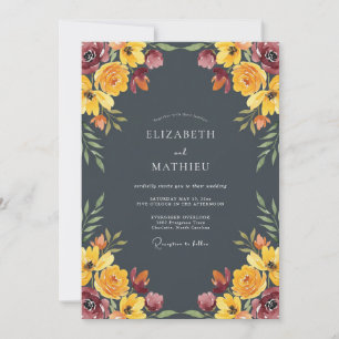Slate Grey Moody Autumn Wedding Invitation