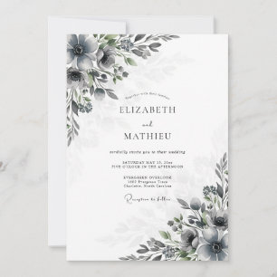 Slate Grey Moody Winter Wedding Invitation