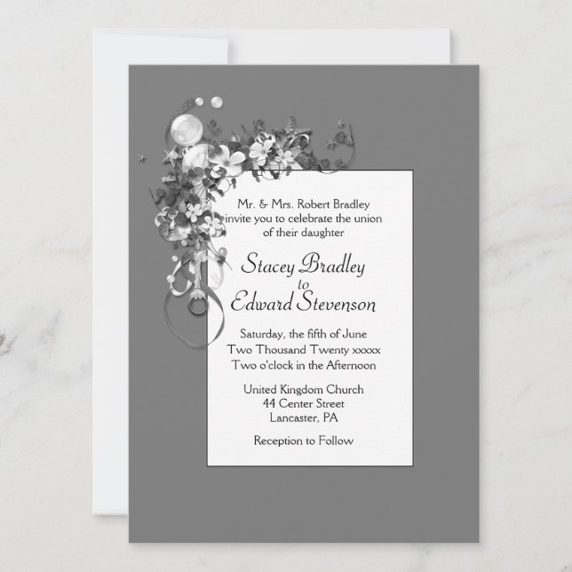 Slate Grey Nautical Touch of Elegance Invitation (Front)