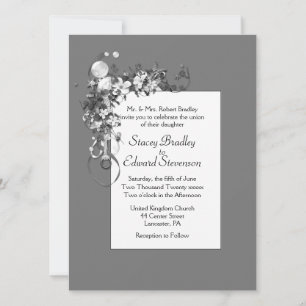 Slate Grey Nautical Touch of Elegance Invitation