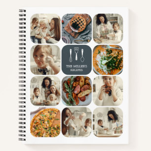 Slate Grey Photo Collage Family Recipes Notebook