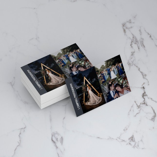 Slate Grey Photo Collage Professional Photographer Business Card (Creator Uploaded)