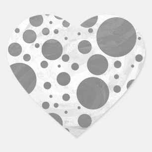 Slate Grey Polka Dot Pattern Heart Sticker
