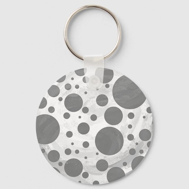 Slate Grey Polka Dot Pattern Key Ring (Front)