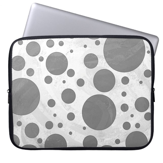Slate Grey Polka Dot Pattern Laptop Sleeve (Front)