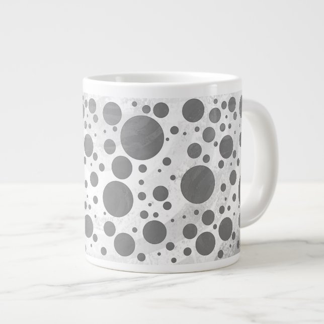 Slate Grey Polka Dot Pattern Large Coffee Mug (Front Right)