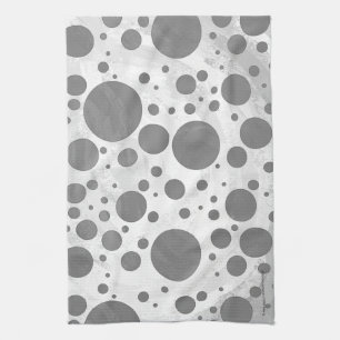 Slate Grey Polka Dot Pattern Tea Towel
