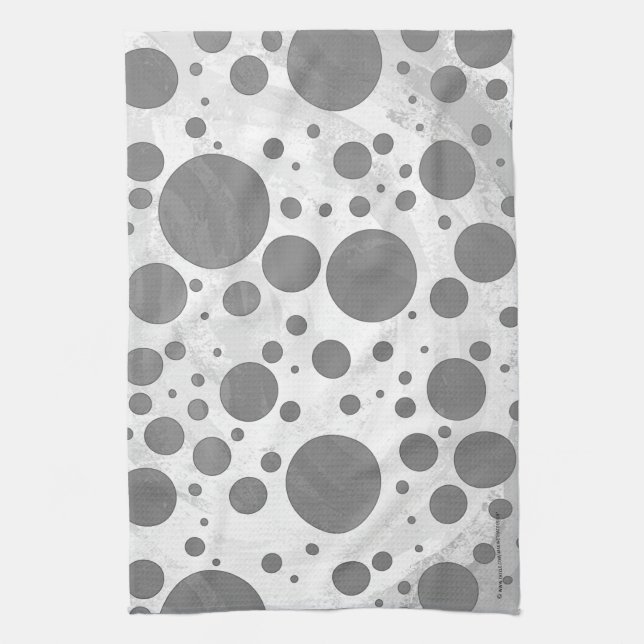 Slate Grey Polka Dot Pattern Tea Towel (Vertical)