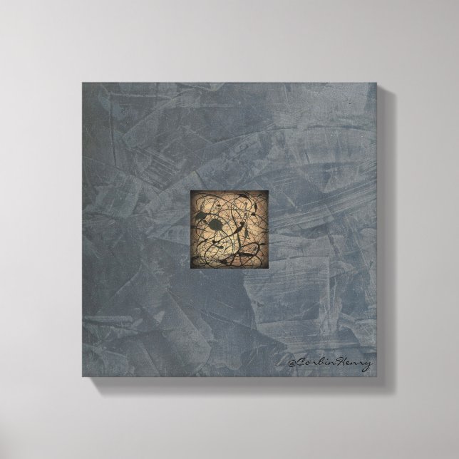 Slate Grey Pollock Style Modern Art Canvas Print (Front)