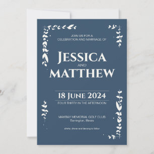 Slate Grey Rustic Botanical All-in-One Wedding Invitation